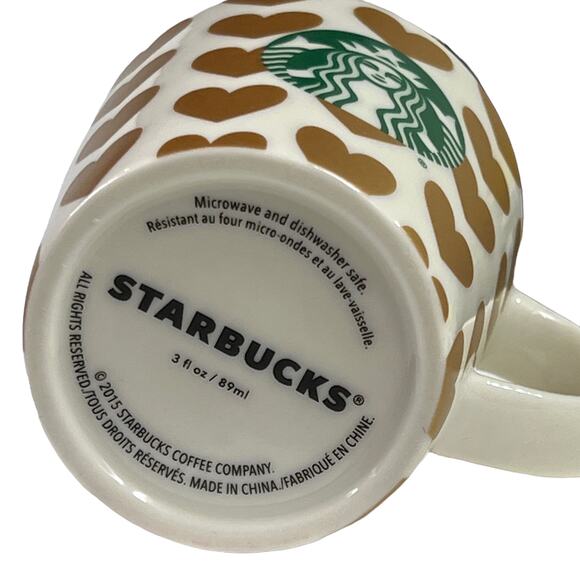 Starbucks 2015 Siren Love Gold Heart Demitasse Espresso Coffee Mini Mug Cup - Picture 9 of 12